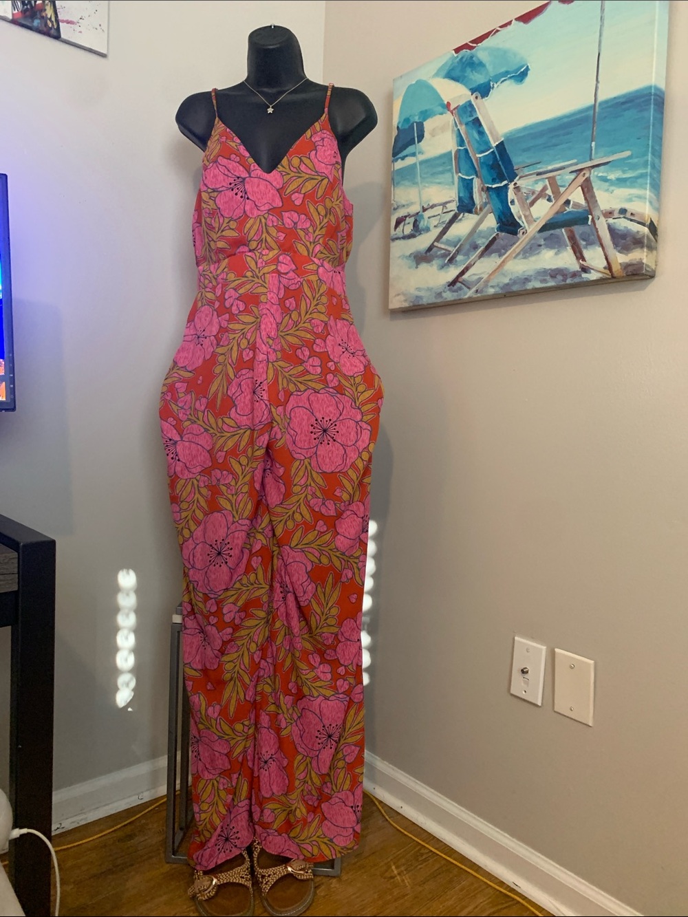 Floral Pink & Rust Slip Jumpsuit - Picture 3 of 8